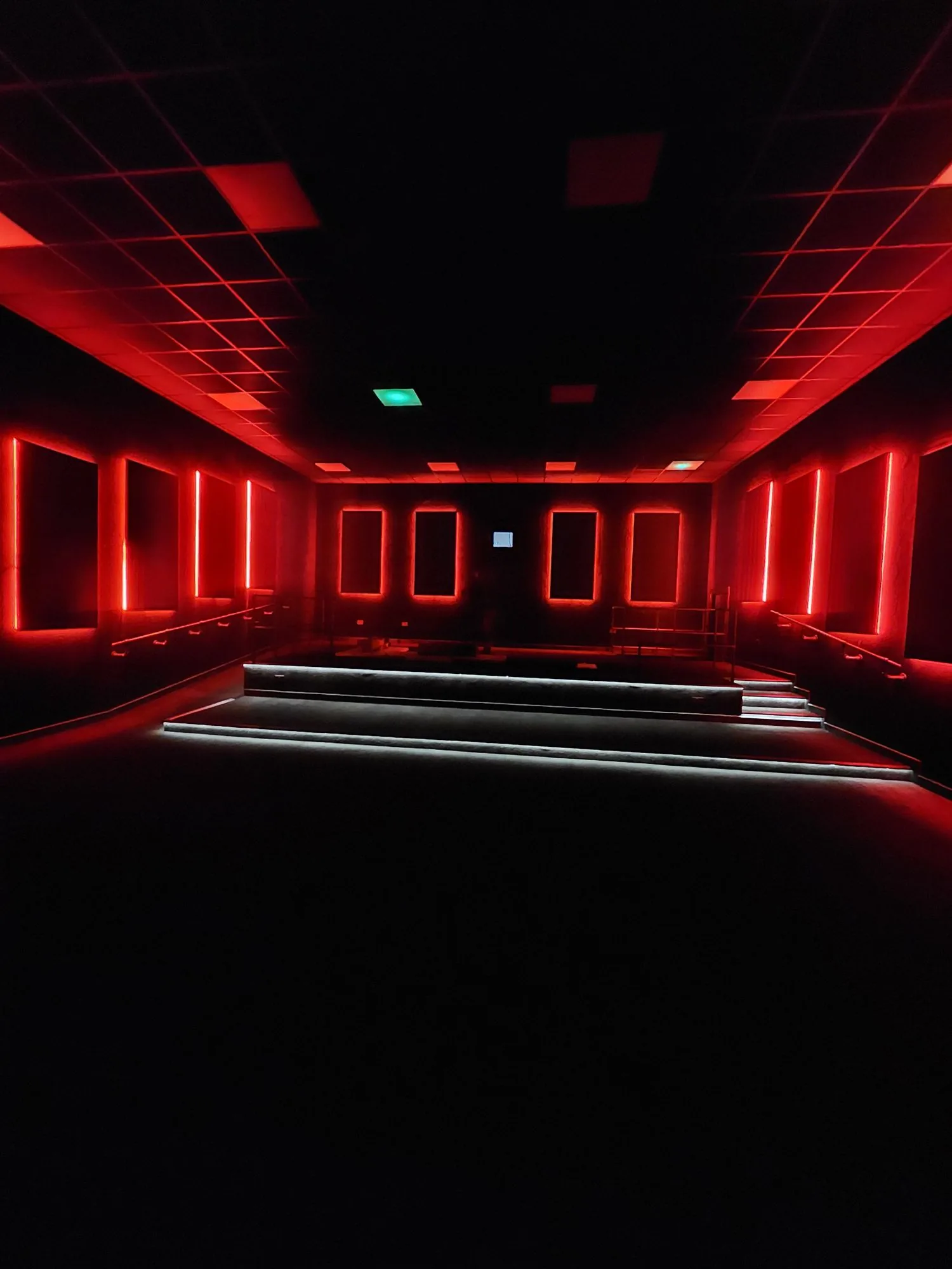 Red lighting test during the Gelert studio fit-out