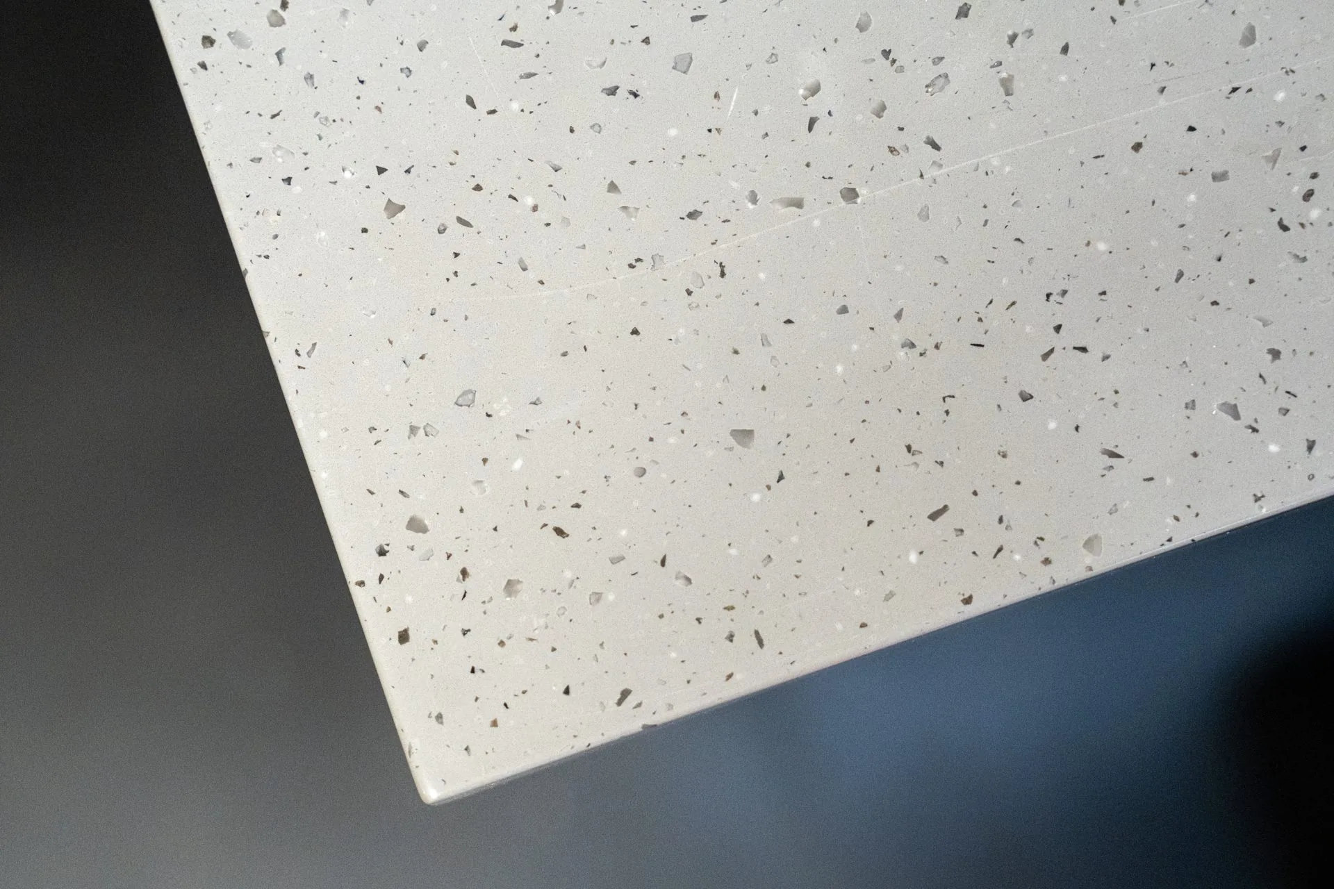 Speckled worktop and edge detail on the Data Power Tools counter