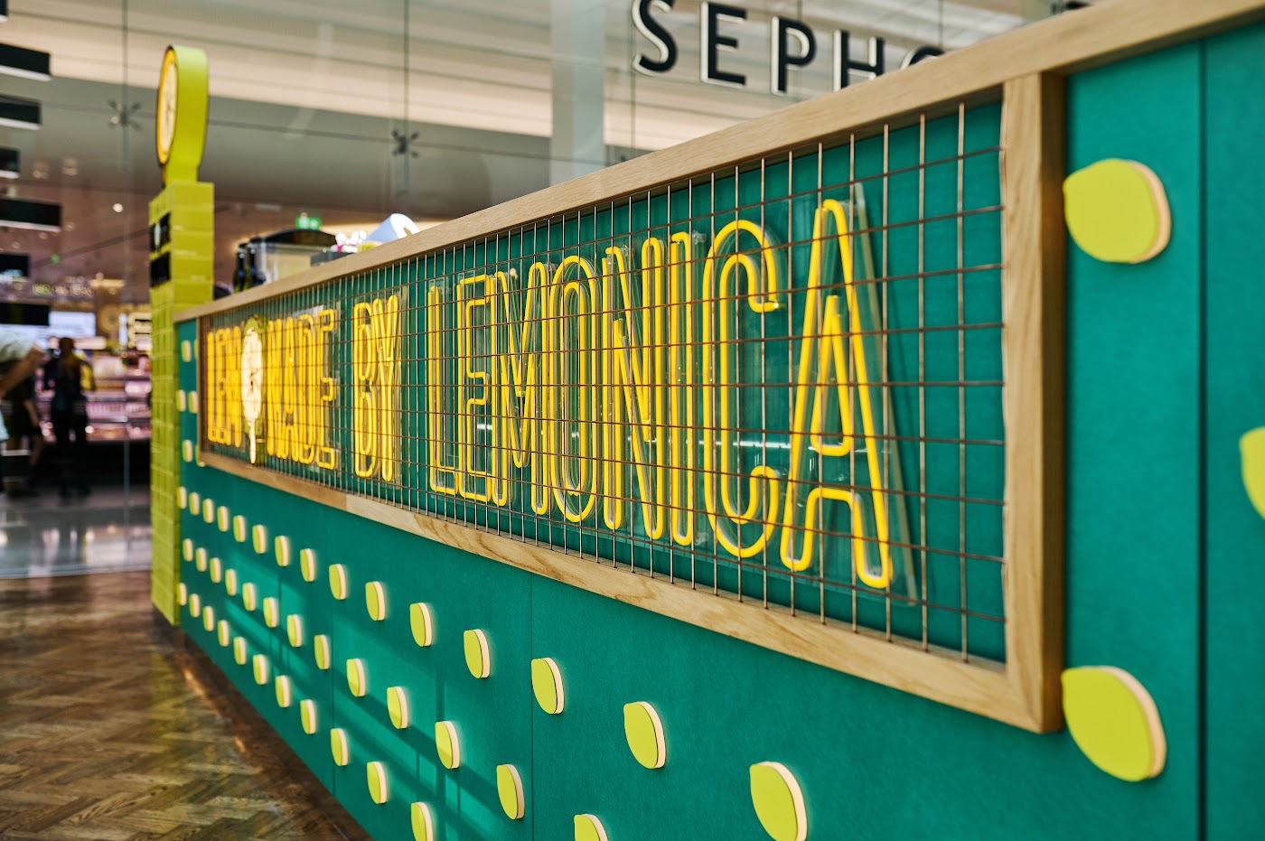 Lemonica lemonade kiosk counter at Westfield Stratford